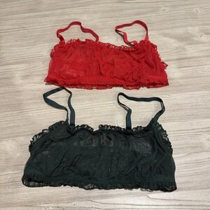 2 PACK Victoria's Secret Red & Dark Green Lace Bralette Size XL NEW WITHOUT TAGS